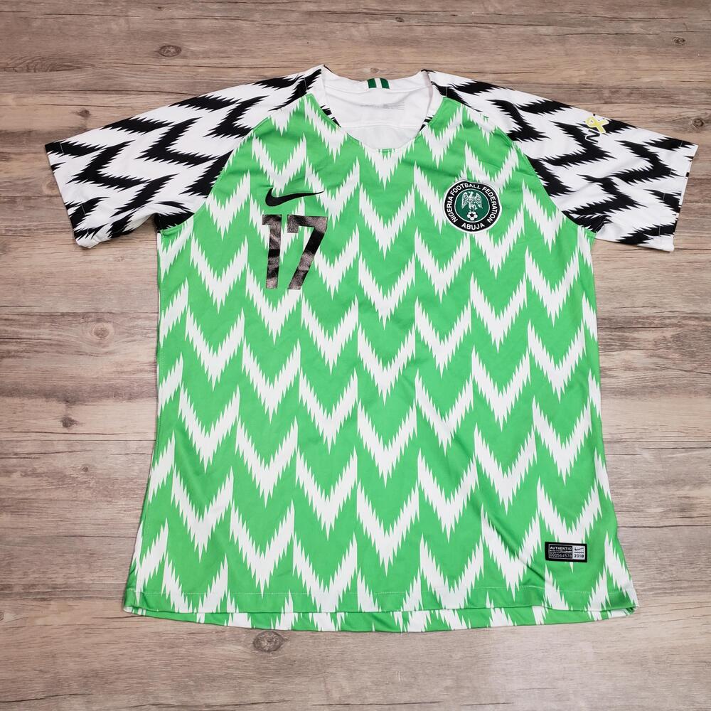 Nigeria Futbol Jersey Mens Large Green Home Soccer Nike Authentic Dri-FIT 2018